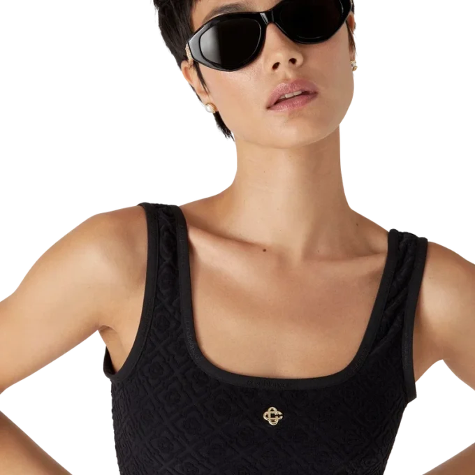 Top de biquíni em jacquard Monogram