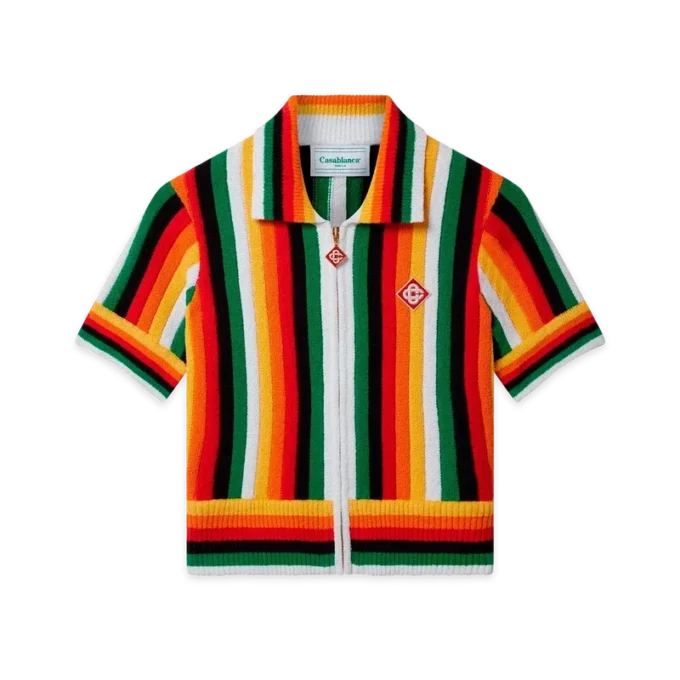 Top de felpo às riscas