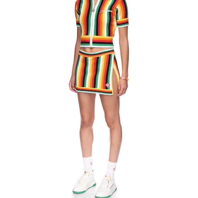 Top de felpo às riscas