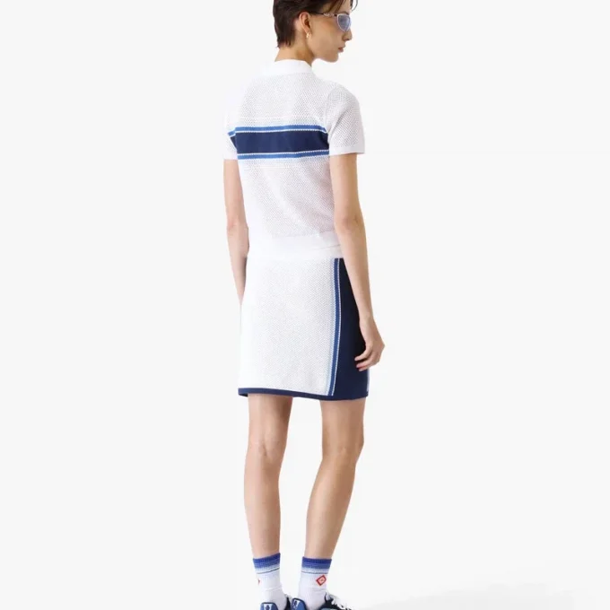 Top de malha com riscas brancas e azuis Top de malha com riscas brancas e azuis