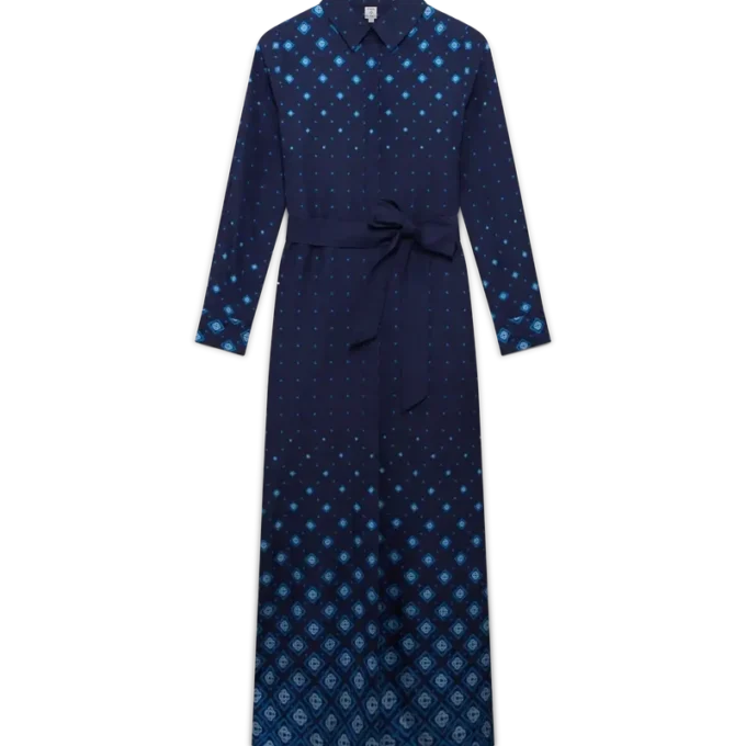 Vestido camisa de seda com gradiente Vestido camisa de seda com gradiente