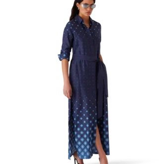 Vestido camisa de seda com gradiente