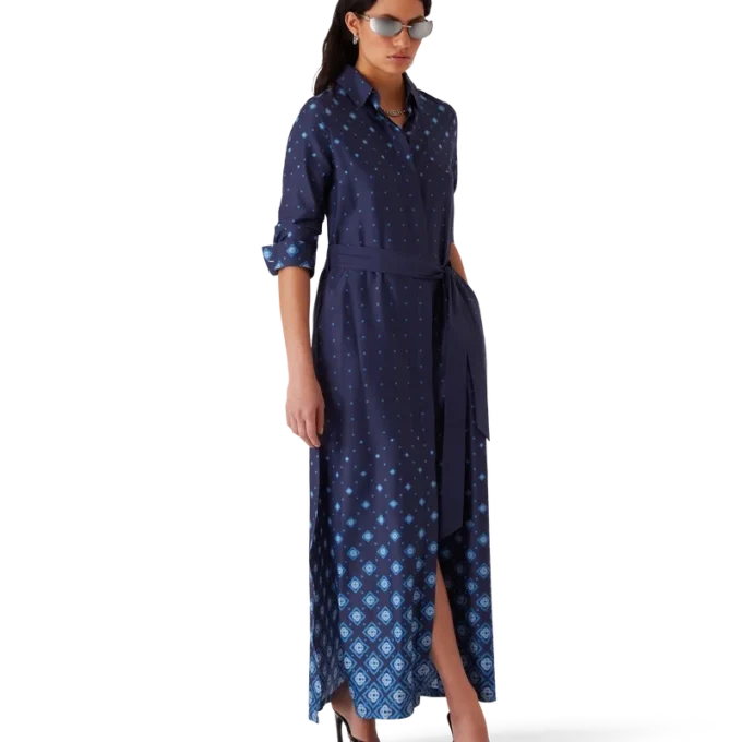 Vestido camisa de seda com gradiente Vestido camisa de seda com gradiente