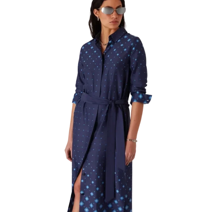 Vestido camisa de seda com gradiente Vestido camisa de seda com gradiente