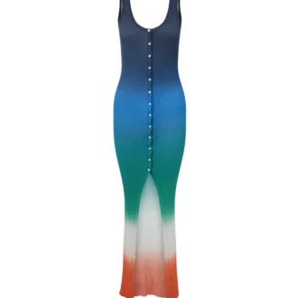 Vestido com Canelado em Gradiente