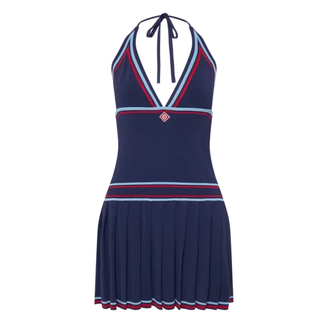 Vestido com decote halter plissado Vestido com decote halter plissado
