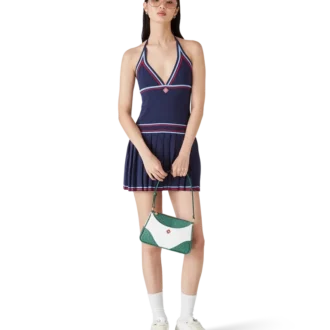 Vestido com decote halter plissado