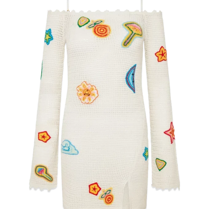 Vestido de croché com motivos