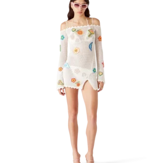 Vestido de croché com motivos