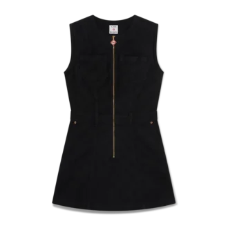 Vestido de ganga com fecho e monograma