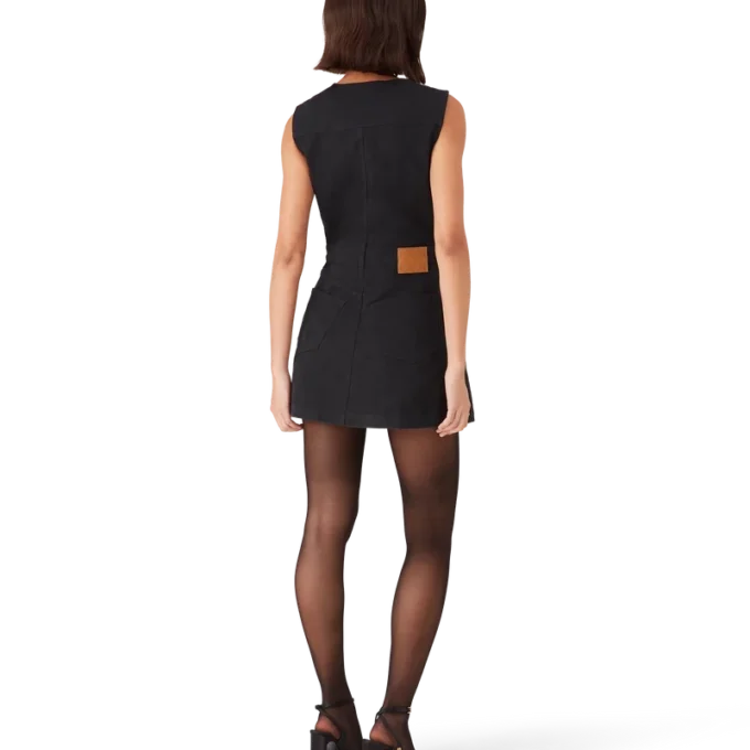 Vestido de ganga com fecho e monograma