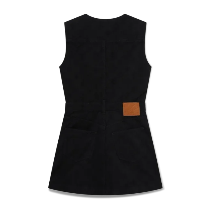 Vestido de ganga com fecho e monograma