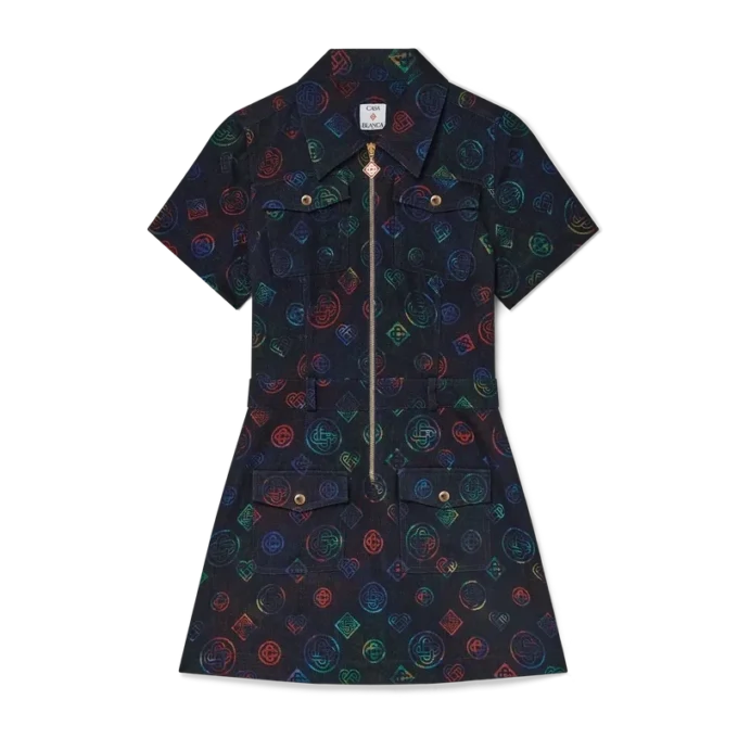 Vestido de ganga com monograma