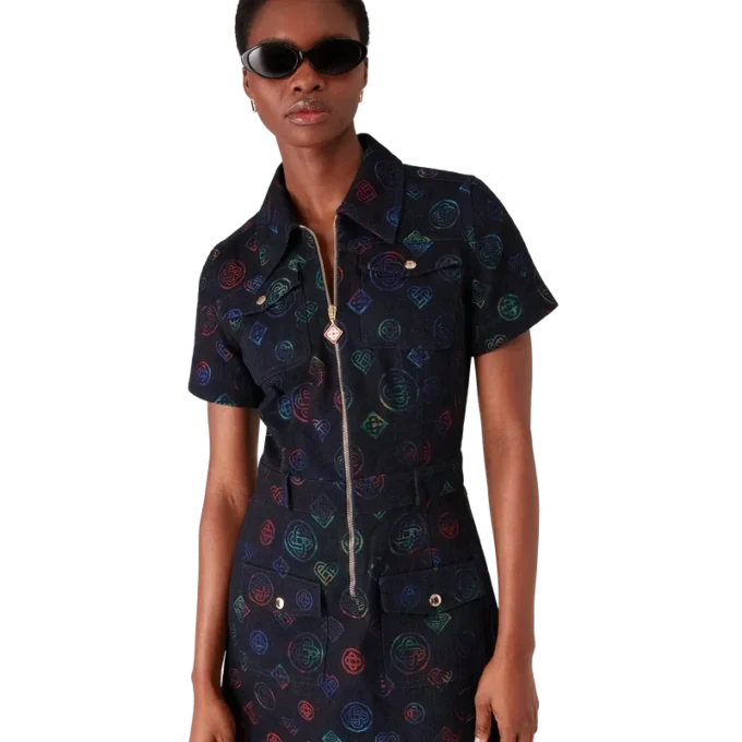 Vestido de ganga com monograma