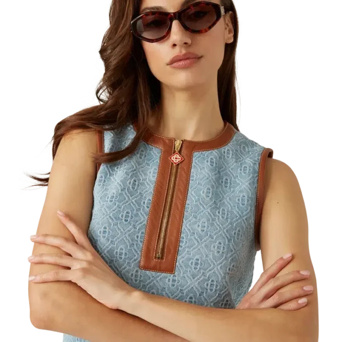 Vestido de ganga com monograma