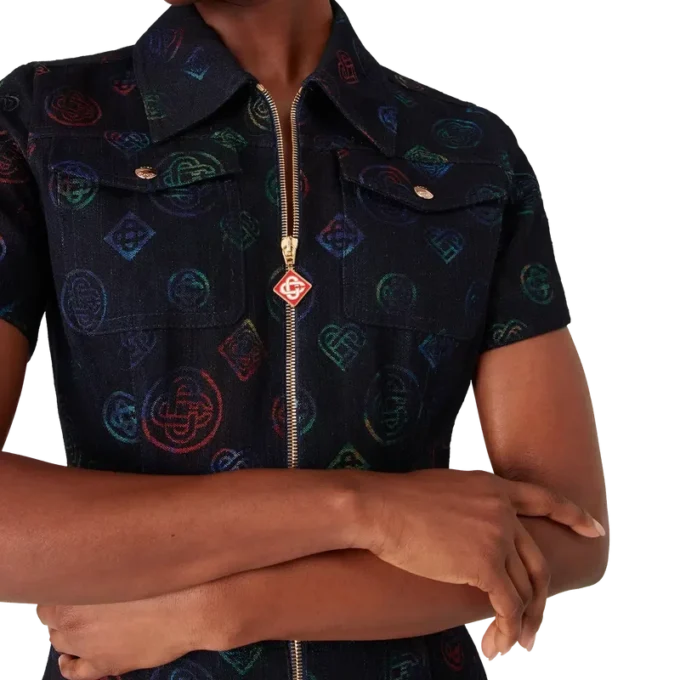 Vestido de ganga com monograma