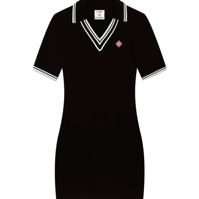 Vestido de polo de viscose com decote em V Vestido de polo de viscose com decote em V