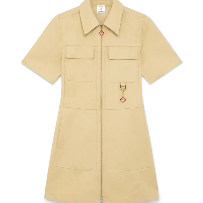 Vestido em jacquard de algodão com monograma