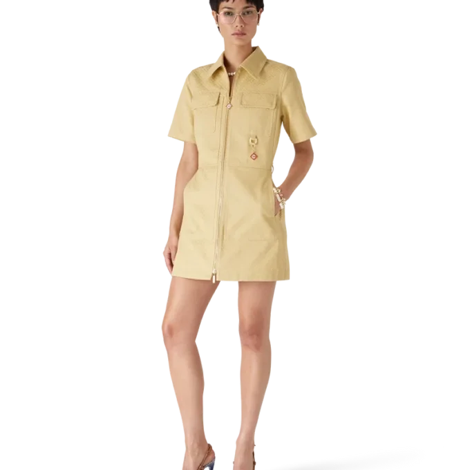 Vestido em jacquard de algodão com monograma