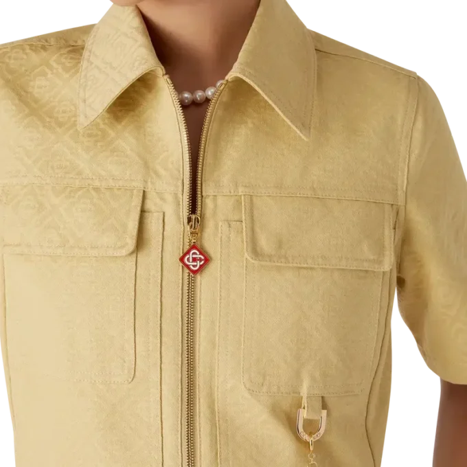 Vestido em jacquard de algodão com monograma