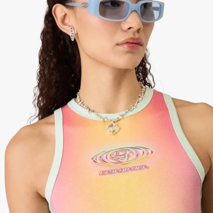 Vestido Maxi Sem Mangas com Gradiente de Vidro