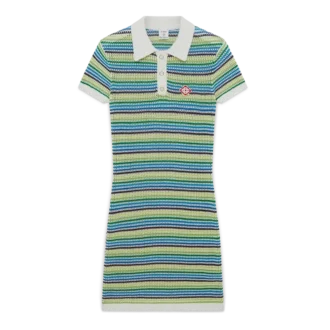 Vestido Midi de Manga Curta às Riscas