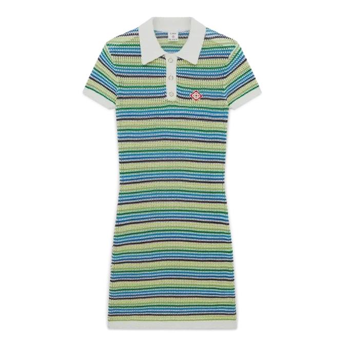 Vestido Midi de Manga Curta às Riscas Vestido Midi de Manga Curta às Riscas