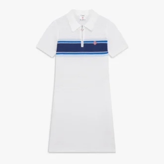 Vestido Midi em Malha com Risca Branca e Azul