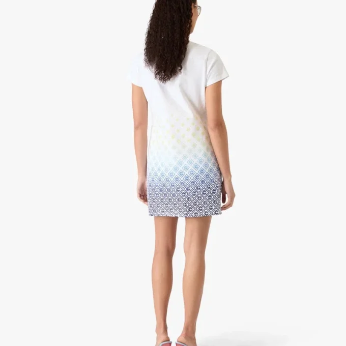 Vestido T-shirt com Monograma em Degradê Branco